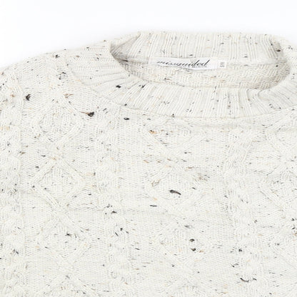 Close-up detail of Missguided women’s white jumper, size S