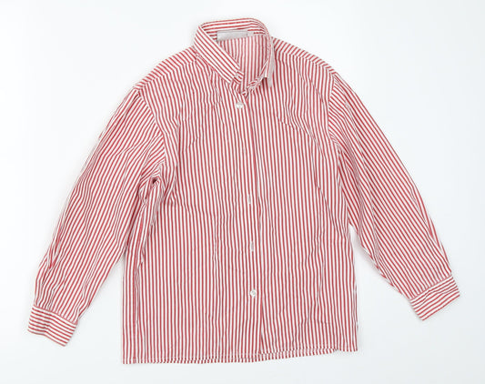 Denby Dale Boys Red Striped  Basic Button-Up Size 8 Years
