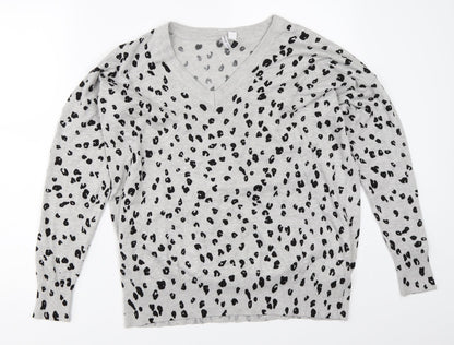 Preloved Capsule Womens Grey Animal Print  Pullover Jumper Size 16 - Front