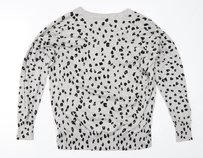 Preloved Capsule Womens Grey Animal Print  Pullover Jumper Size 16 - Back