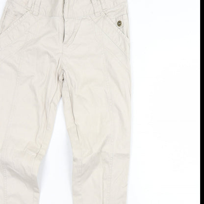 Close-up detail of Red Herring women’s beige trousers, size UK 8, 30-inch leg