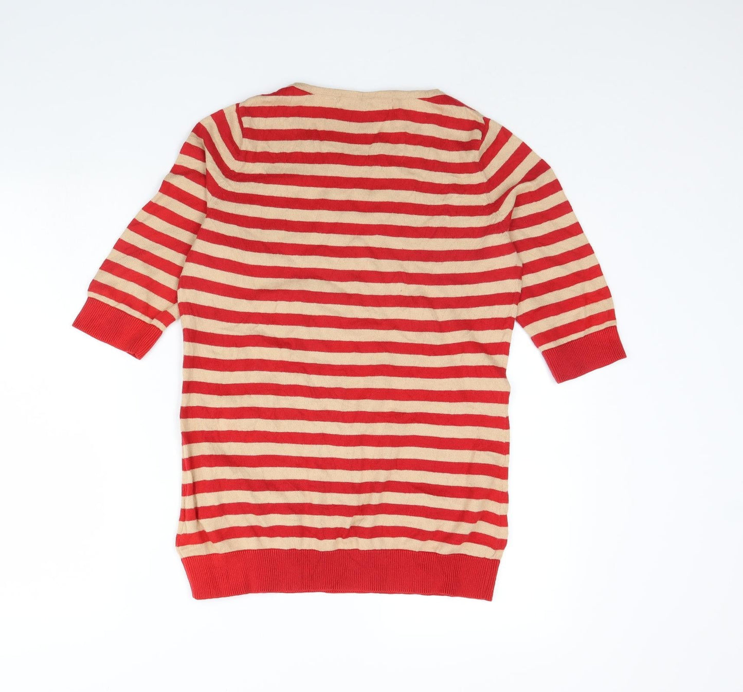 Clements Womens Red Striped  Pullover Jumper Size L
