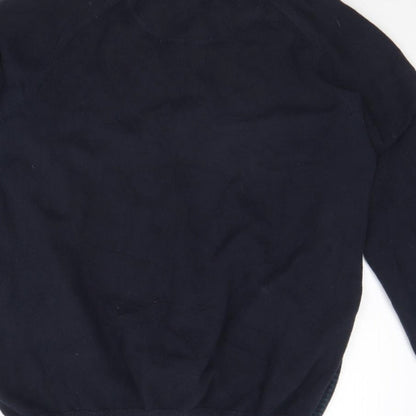 Brand and care label for Easy men’s green jumper, size M