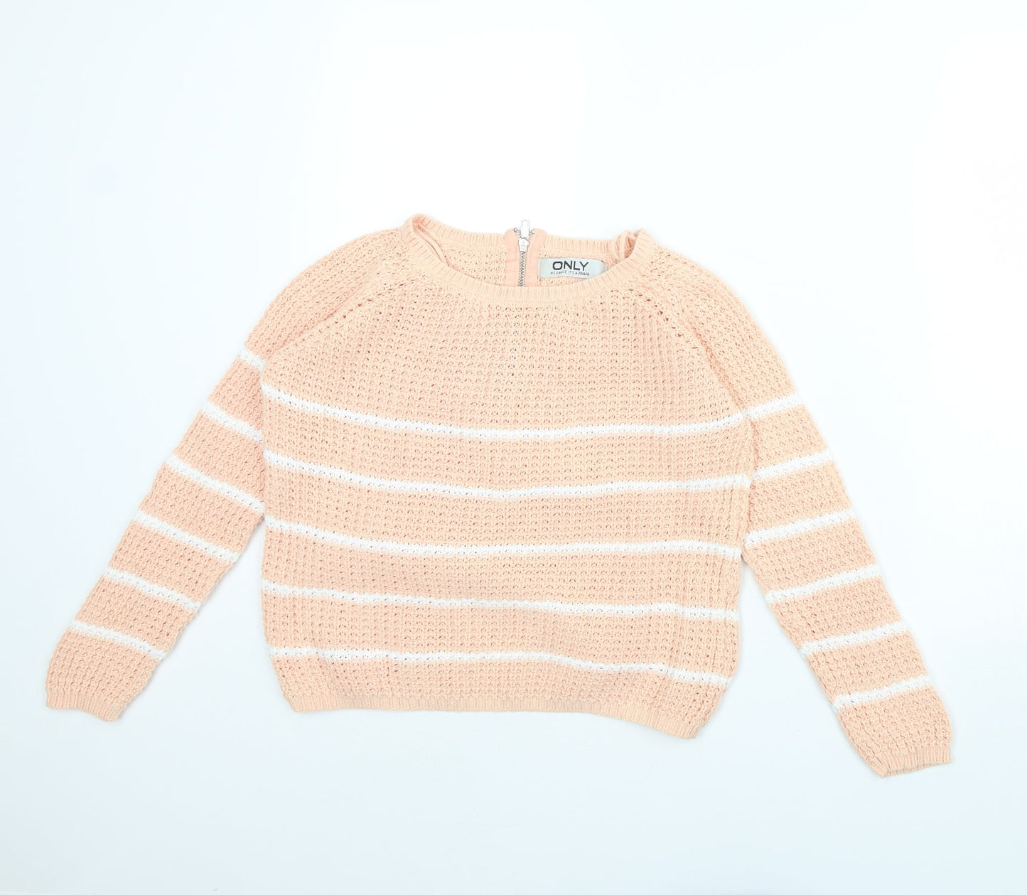 only  Womens Pink Striped  Pullover Jumper Size S