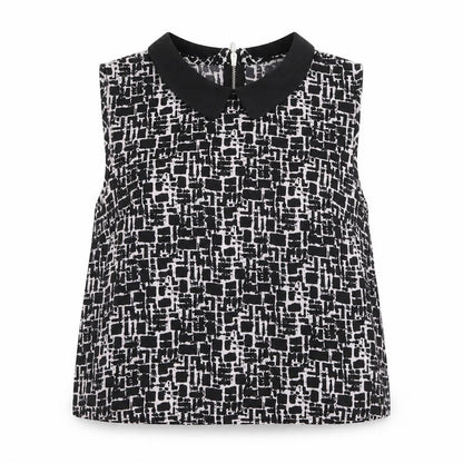 Boohoo Womens Black Geometric  Basic Blouse Size 10