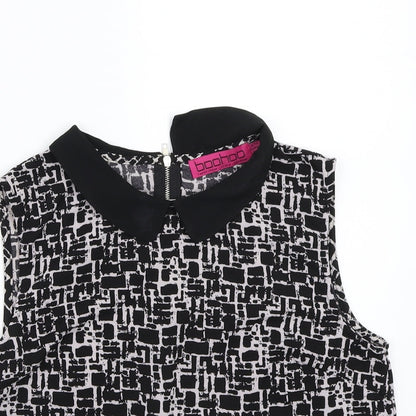 Boohoo Womens Black Geometric  Basic Blouse Size 10