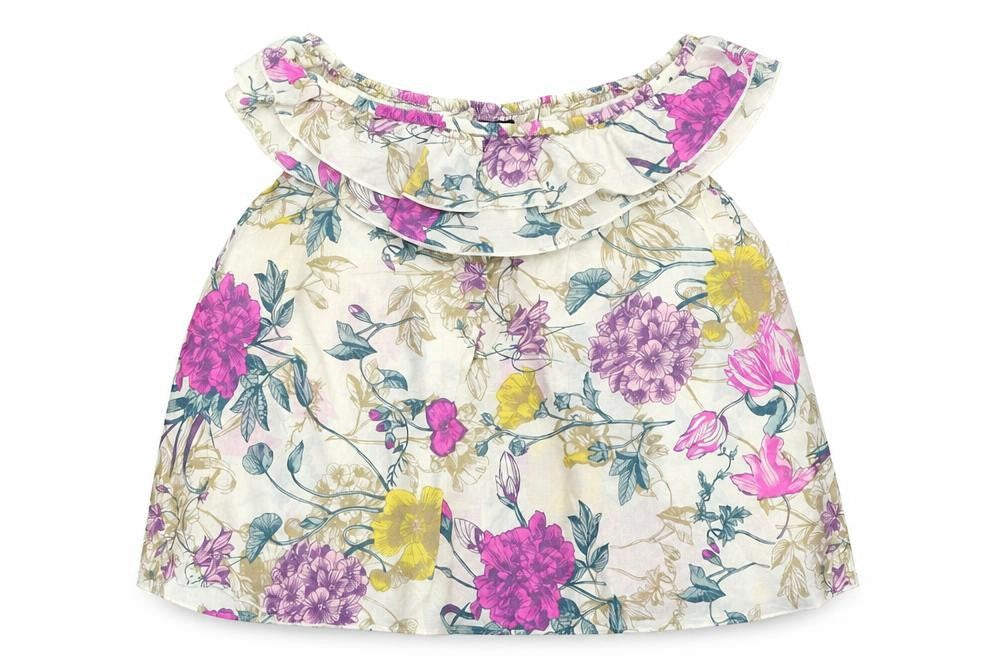 H&M Womens Ivory Floral  Basic Blouse Size 8