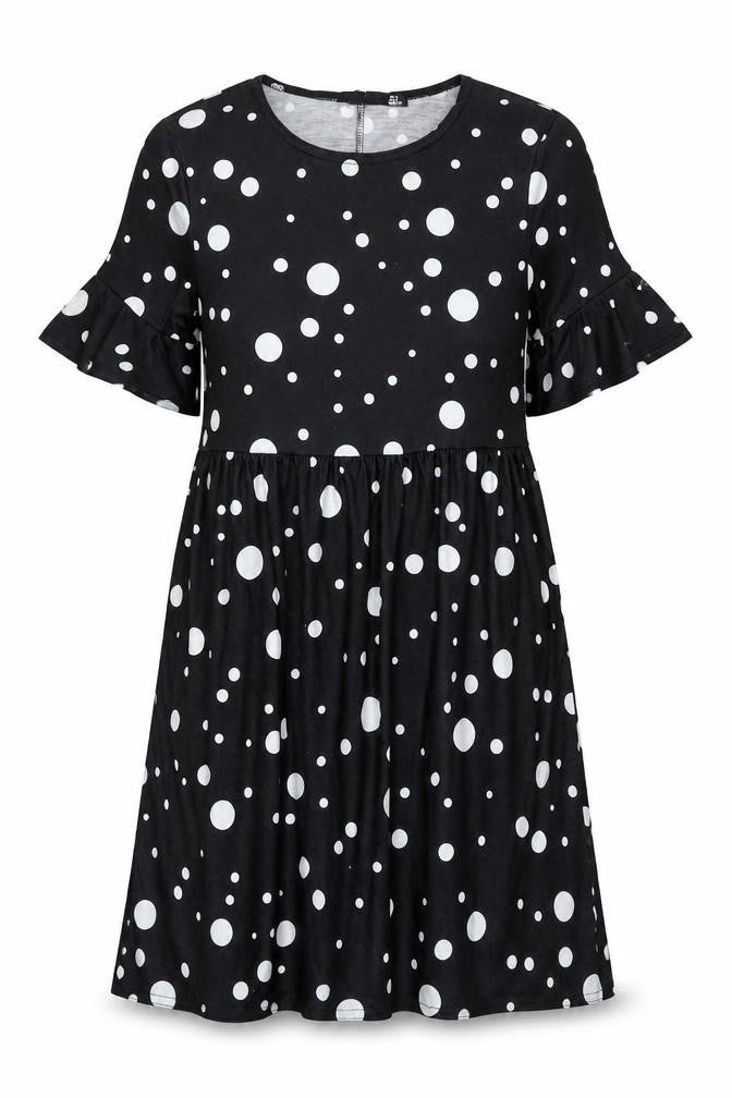 Boohoo Womens Black Polka Dot  A-Line  Size 8