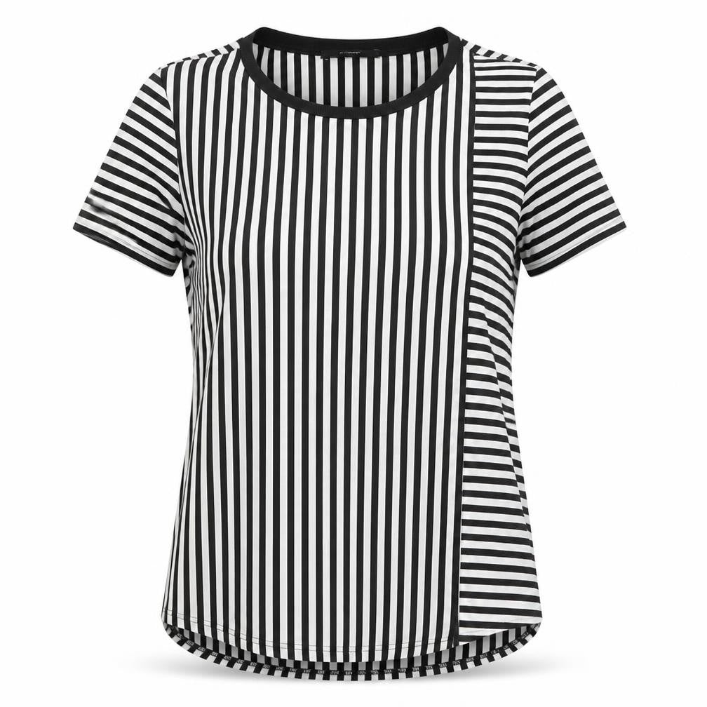 George Womens White Striped  Basic T-Shirt Size 8