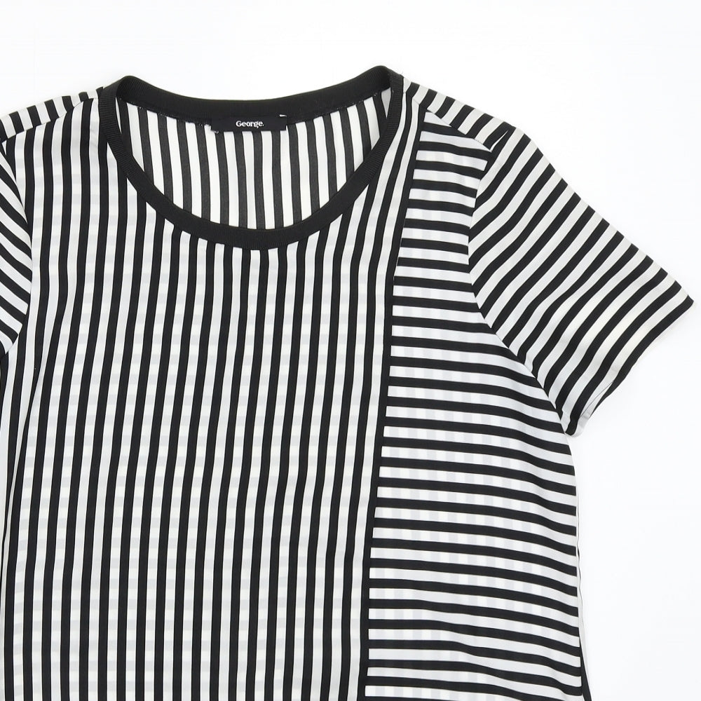 George Womens White Striped  Basic T-Shirt Size 8