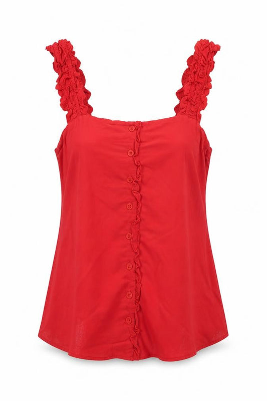 Topshop Womens Red   Basic Button-Up Size 12