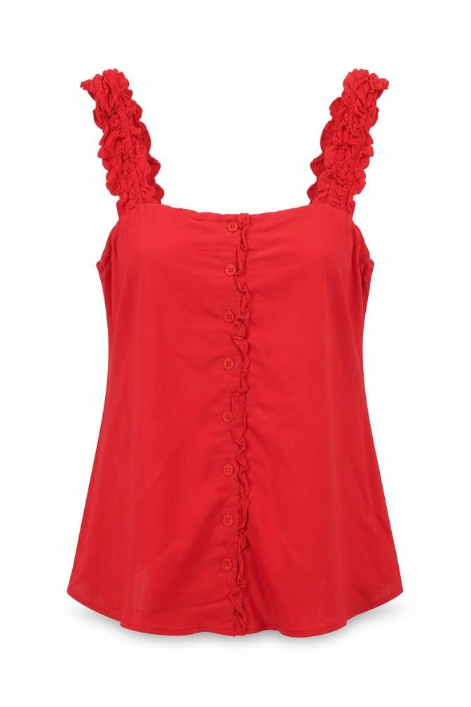 Topshop Womens Red   Basic Button-Up Size 12