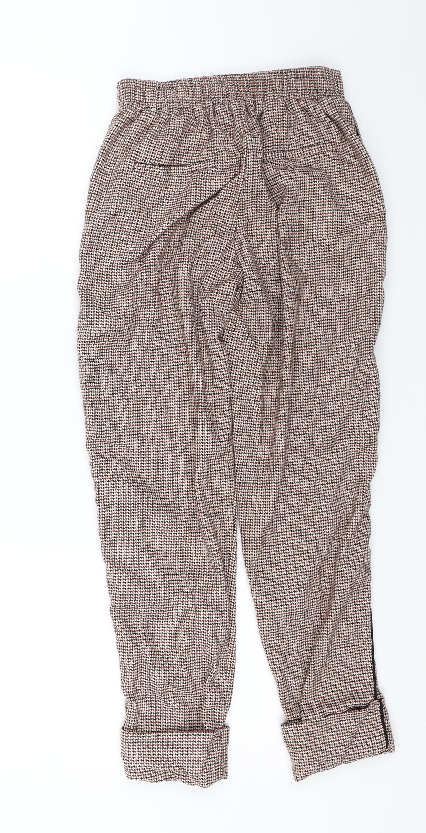 Berska Womens Red Check  Cropped Trousers Size XS L24 in