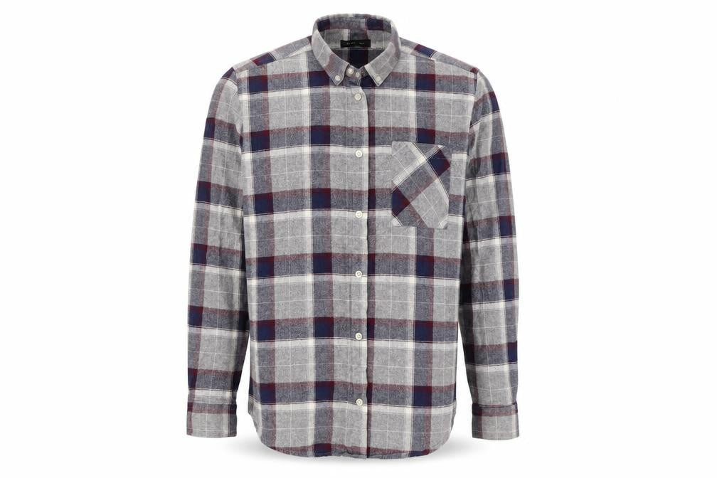 Silver Eight Mens Grey Plaid   Button-Up Size L