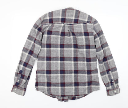 Silver Eight Mens Grey Plaid   Button-Up Size L
