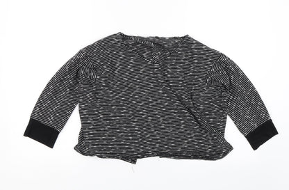 Additional front view of Missguided women’s black striped basic blouse, size M
