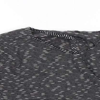 Close-up detail of Missguided women’s black striped basic blouse, size M