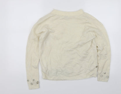 Back view of Miss Selfridge women’s white jumper, size UK 10