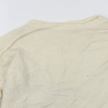 Close-up detail of Miss Selfridge women’s white jumper, size UK 10