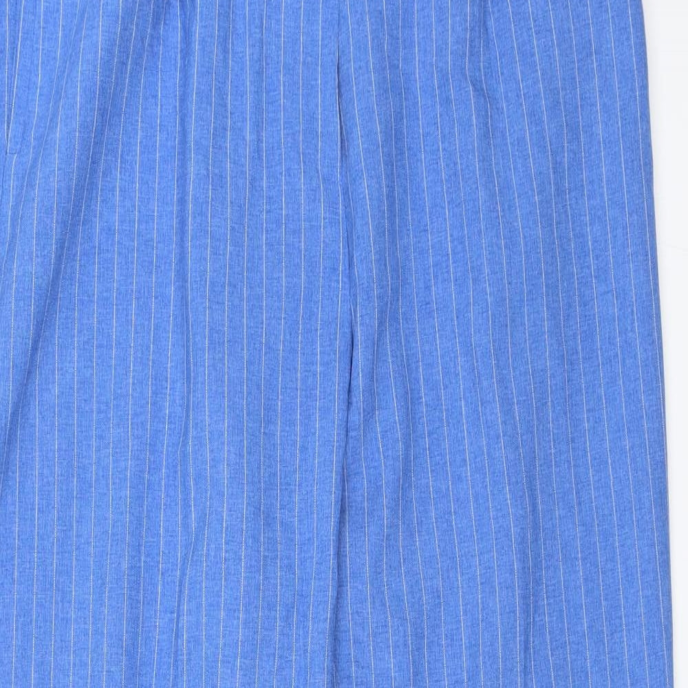 Daxon Womens Blue Striped  Capri Trousers Size 16 L26 in