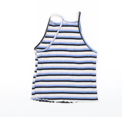 Preloved Primark Womens Blue Striped  Basic Tank Size 8 - Back