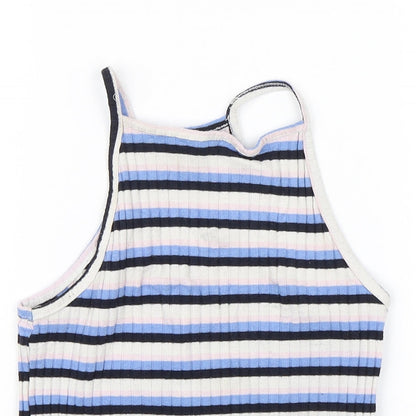 Preloved Primark Womens Blue Striped  Basic Tank Size 8 - Detail