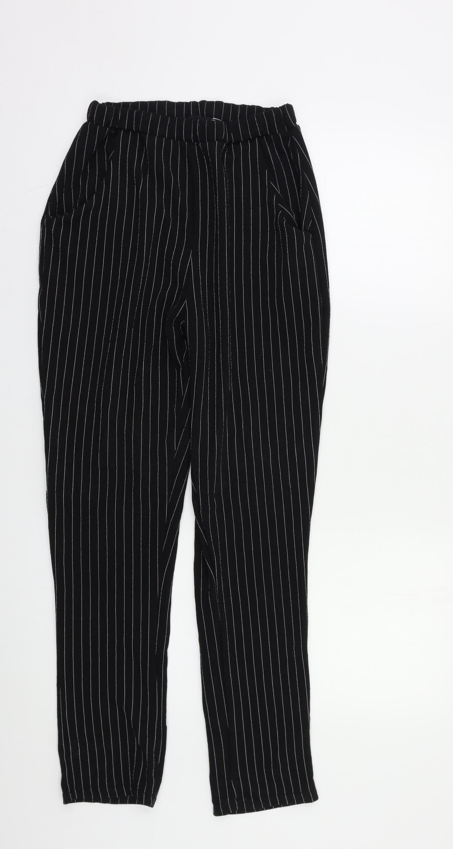 PRETTYLITTLETHING Womens Black Striped  Trousers  Size 10 L26 in