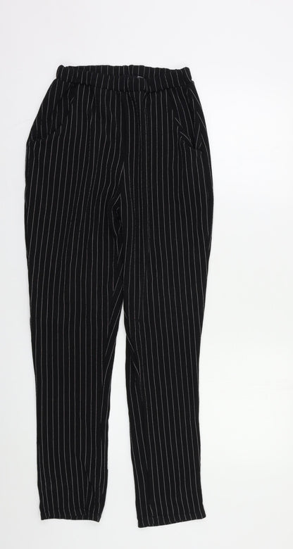 PRETTYLITTLETHING Womens Black Striped  Trousers  Size 10 L26 in