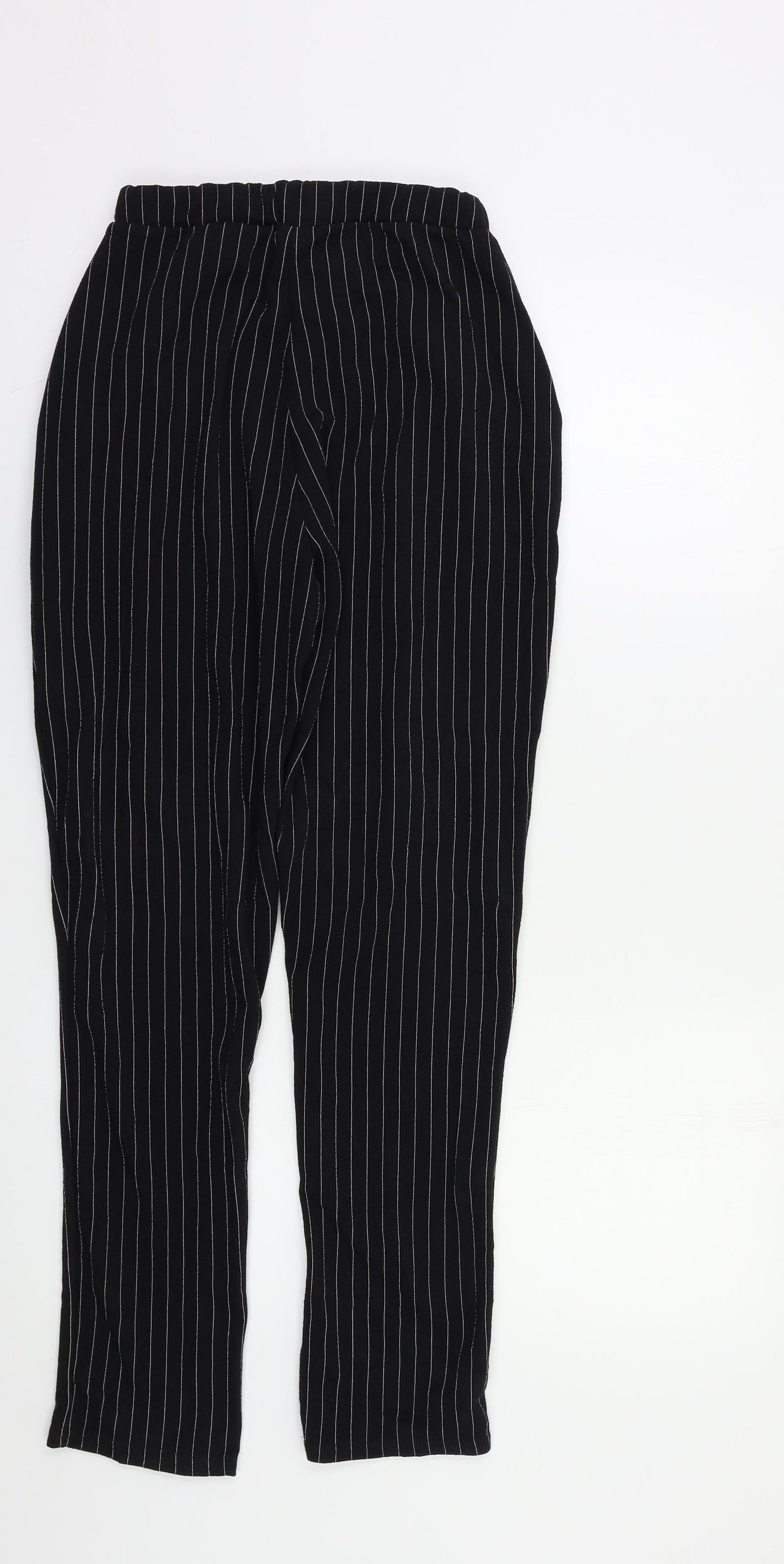 PRETTYLITTLETHING Womens Black Striped  Trousers  Size 10 L26 in