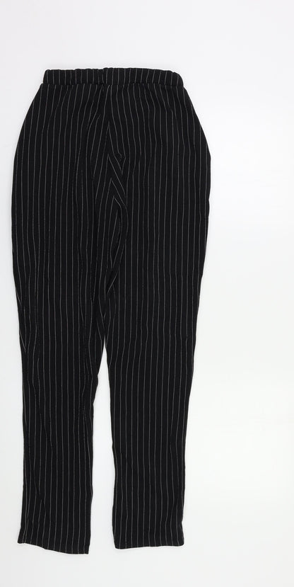 PRETTYLITTLETHING Womens Black Striped  Trousers  Size 10 L26 in