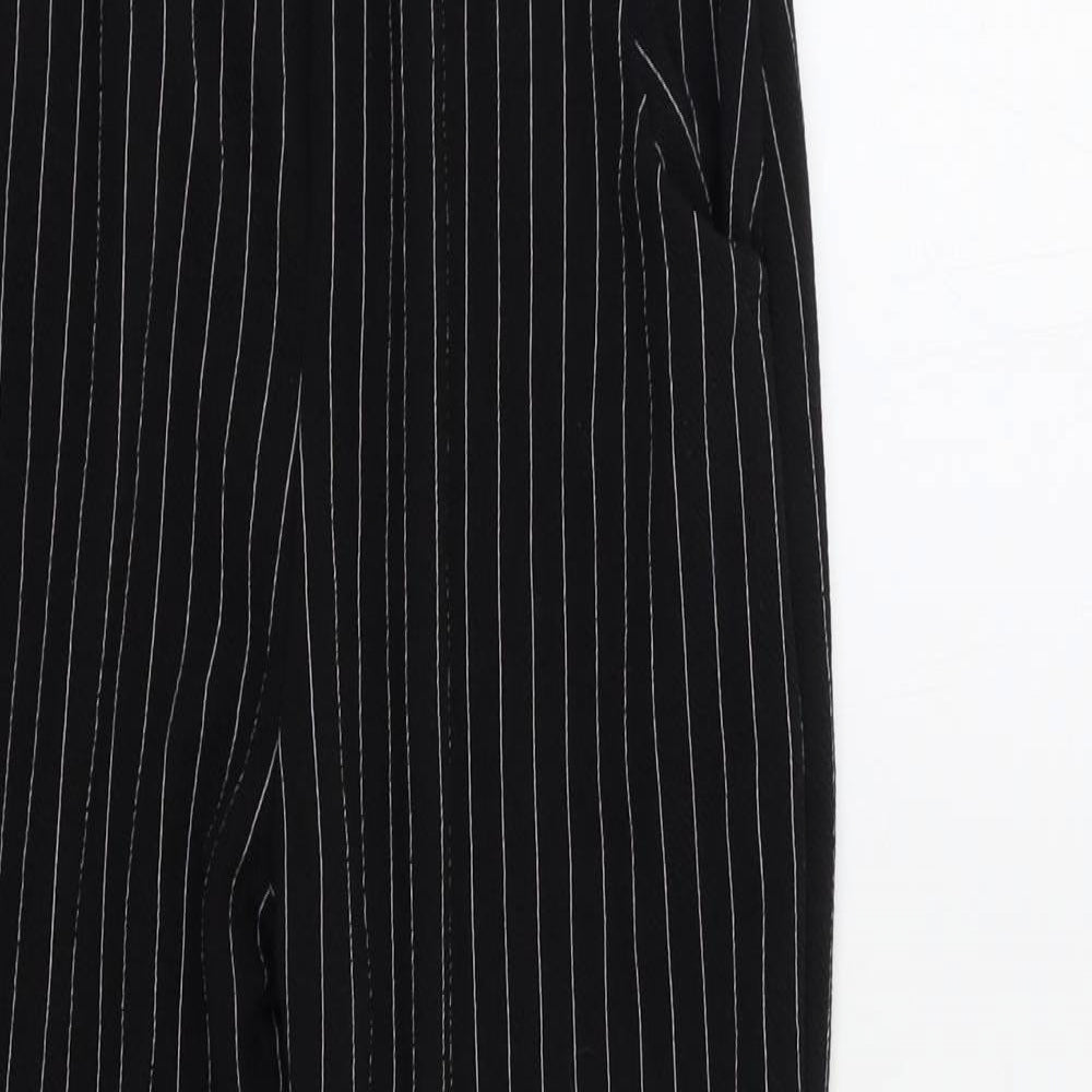 PRETTYLITTLETHING Womens Black Striped  Trousers  Size 10 L26 in
