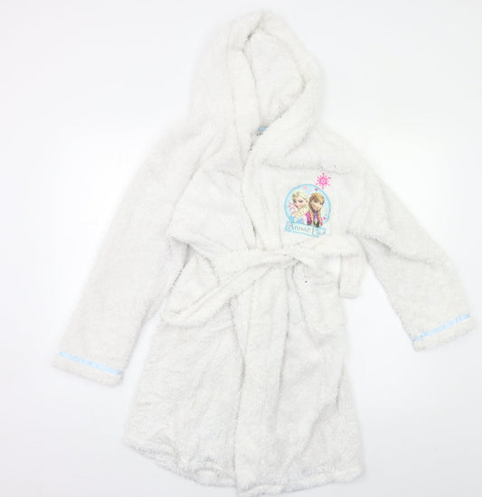 Disney Girls White Solid  Kimono Robe Size 9-10 Years  - Frozen