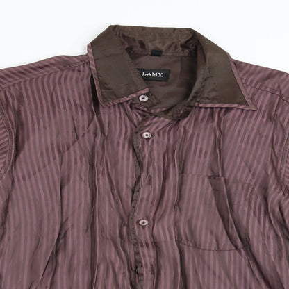 Lamy Mens Purple Striped   Button-Up Size L