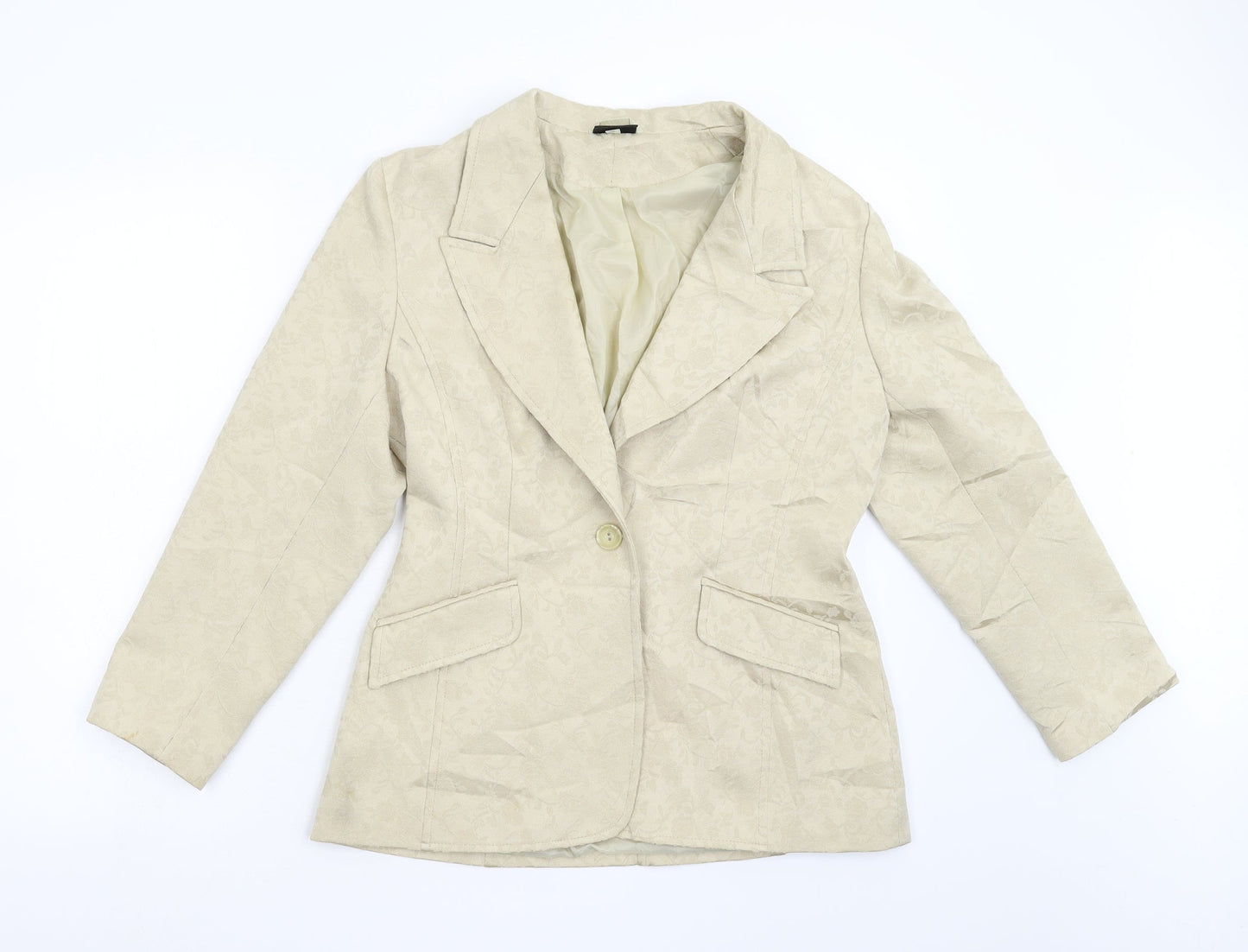 Ice Womens Gold Floral  Jacket Blazer Size 14