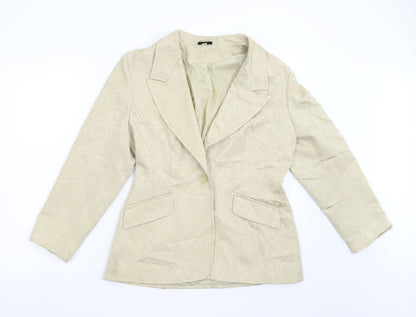Ice Womens Gold Floral  Jacket Blazer Size 14