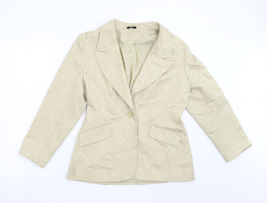 Ice Womens Gold Floral  Jacket Blazer Size 14