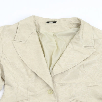 Ice Womens Gold Floral  Jacket Blazer Size 14