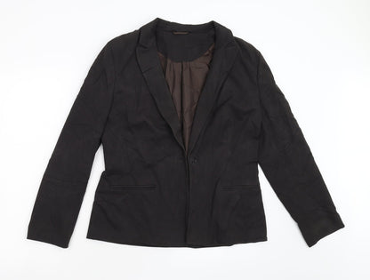 Additional front view of Principles Petite women’s brown jacket blazer, size UK 12
