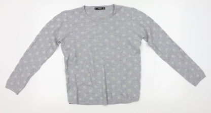 Preloved Mango Womens Grey Polka Dot  Pullover Jumper Size M - Front