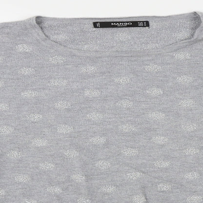 Preloved Mango Womens Grey Polka Dot  Pullover Jumper Size M - Detail
