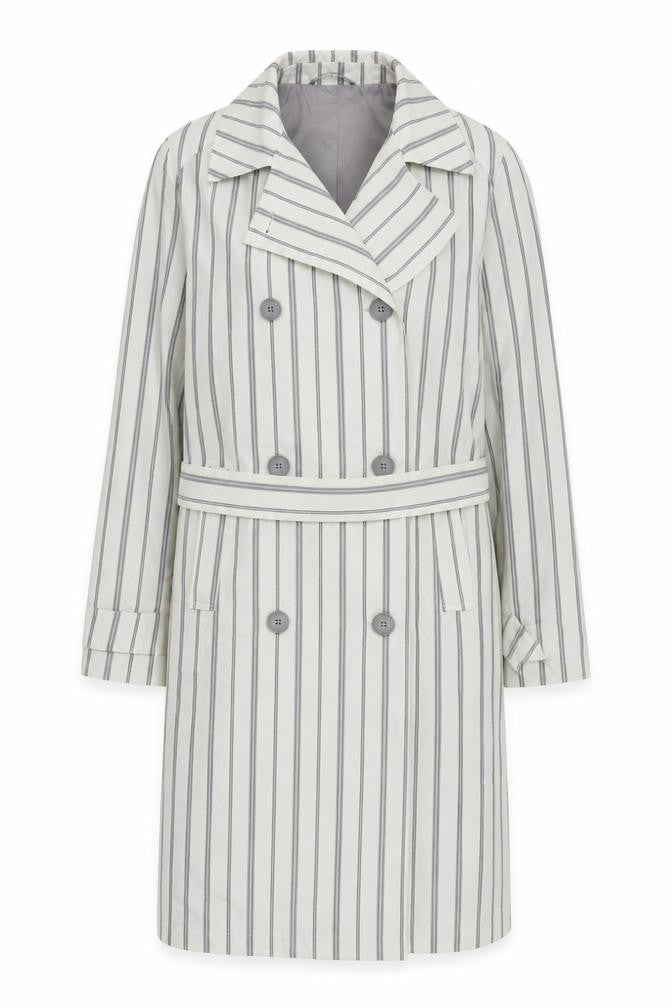 Marks & Spencer Womens White Striped  Overcoat Coat Size 14