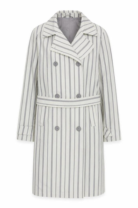Marks & Spencer Womens White Striped  Overcoat Coat Size 14