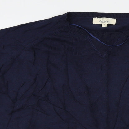 Close-up detail of Linea women’s blue jumper, size S