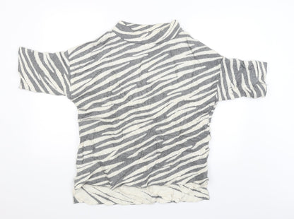 Additional front view of French Connection women’s grey striped jumper, size XS