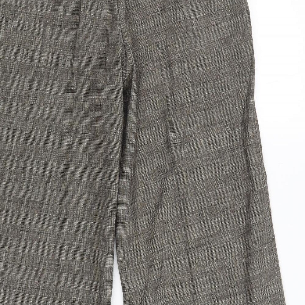 Marks and Spencer Womens Gold Check  Carpenter Trousers Size 14 L29 in