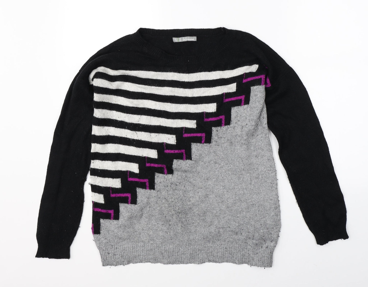 Marks & Spencer Womens Multicoloured Striped  Pullover Jumper Size 12