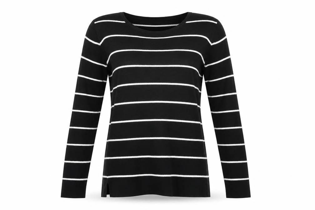 Kirkland Womens Black Striped  Pullover Jumper Size S