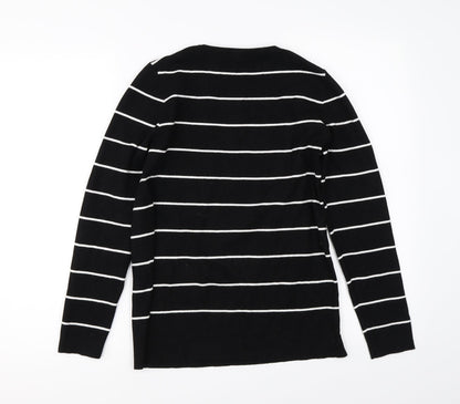 Back view of Kirkland women’s black striped jumper, size S