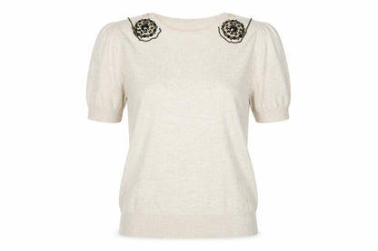 Front view of Atmosphere women’s beige jumper, size UK 10