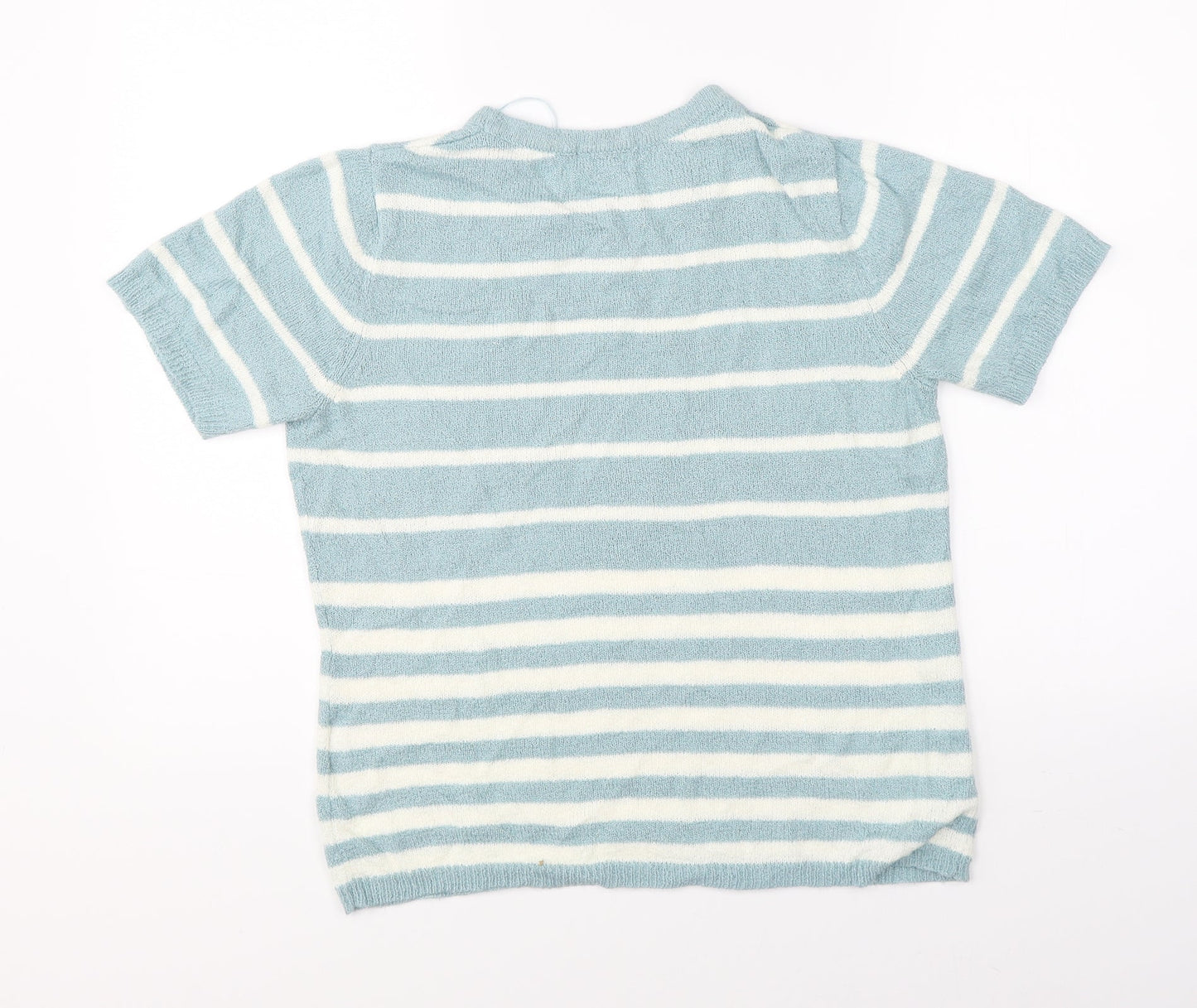 BM Womens Blue Striped  Basic Blouse Size S